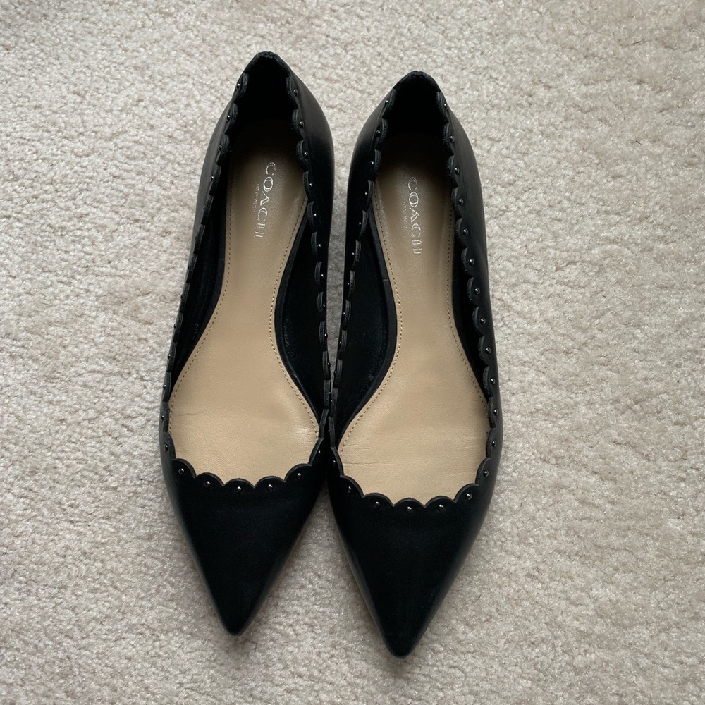 Coach Black leather flats